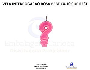 VELA INTERROGACAO ROSA BEBE CX.10 CURIFEST