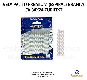 VELA PALITO PREMIUM (ESPIRAL) BRANCA CX.30X24 CURIFEST