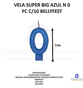 VELA SUPER BIG AZUL N 0 PC C/10 BELLYFEST