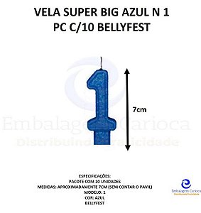 VELA SUPER BIG AZUL N 1 PC C/10 BELLYFEST