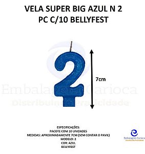 VELA SUPER BIG AZUL N 2 PC C/10 BELLYFEST