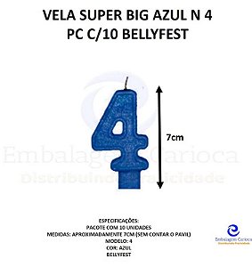 VELA SUPER BIG AZUL N 4 PC C/10 BELLYFEST