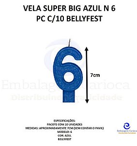 VELA SUPER BIG AZUL N 6 PC C/10 BELLYFEST