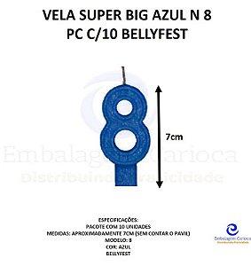 VELA SUPER BIG AZUL N 8 PC C/10 BELLYFEST