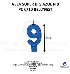 VELA SUPER BIG AZUL N 9 PC C/10 BELLYFEST
