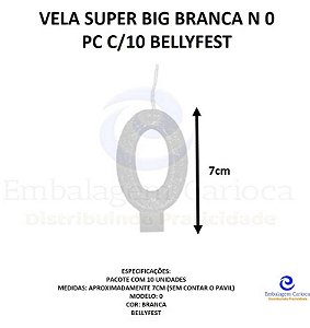 VELA SUPER BIG BRANCA N 0 PC C/10 BELLYFEST