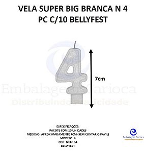 VELA SUPER BIG BRANCA N 4 PC C/10 BELLYFEST