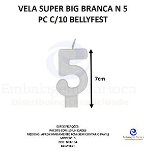 VELA SUPER BIG BRANCA N 5 PC C/10 BELLYFEST