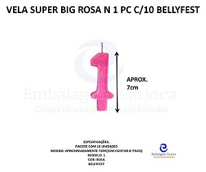VELA SUPER BIG ROSA N 1 PC C/10 BELLYFEST