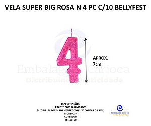 VELA SUPER BIG ROSA N 4 PC C/10 BELLYFEST
