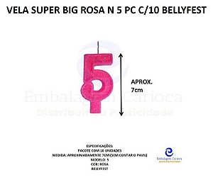 VELA SUPER BIG ROSA N 5 PC C/10 BELLYFEST