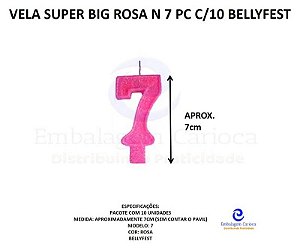 VELA SUPER BIG ROSA N 7 PC C/10 BELLYFEST