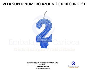 VELA SUPER NUMERO SIMPLES AZUL N 2 CX.10 CURIFEST