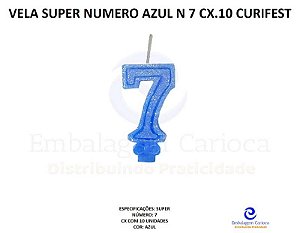 VELA SUPER NUMERO SIMPLES AZUL N 7 CX.10 CURIFEST