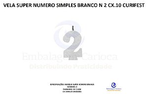 VELA SUPER NUMERO SIMPLES BRANCO N 2 CX.10 CURIFEST