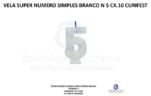VELA SUPER NUMERO SIMPLES BRANCO N 5 CX.10 CURIFEST