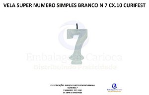 VELA SUPER NUMERO SIMPLES BRANCO N 7 CX.10 CURIFEST