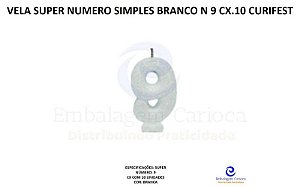 VELA SUPER NUMERO SIMPLES BRANCO N 9 CX.10 CURIFEST