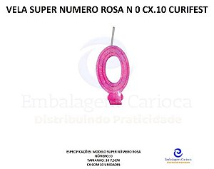 VELA SUPER NUMERO SIMPLES ROSA N 0 CX.10 CURIFEST