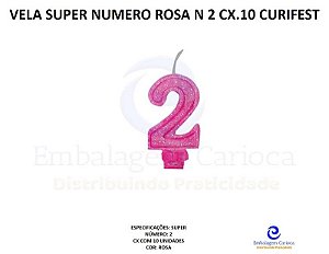 VELA SUPER NUMERO SIMPLES ROSA N 2 CX.10 CURIFEST
