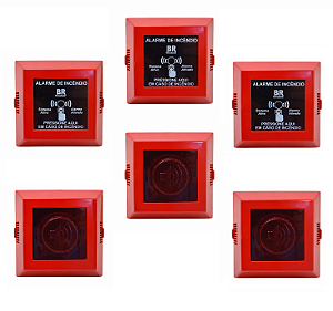 Kit 3 Acionadores e 3 Sinalizador Audio Visual