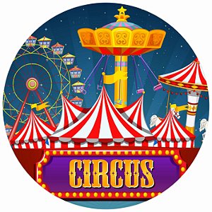 Painel Festa Redondo 3d Circus Palhaços 1,50M