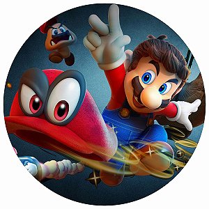 Painel Festa Redondo 3D Super Mario Bros Sublimado Estampa Digital 1,50M