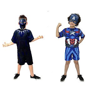 Fantasia Pantera Negra e Capitão America Os Vingadores