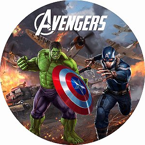 Painel Festa Redondo 3d Capitão America e Hulk 1,50M