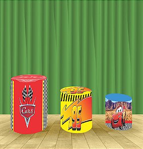 Capa Para Trio De Mesas Cilindro Carros McQueen Menino Kit 3 Capas