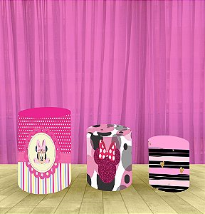 Capa Para Trio De Mesas Cilindro Minnie Kit 3 Capas