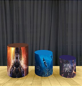 Capa Para Trio De Mesas Cilindro Pantera Negra Kit 3 Capas