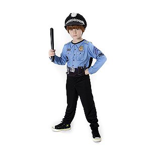 Fantasia Policial Curto Infantil Com Quepe E Cassetete - Loja Fantasia Bras