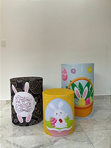 Capa Para Trio De Mesas Cilindro Pascoa 1 - Kit 3 Capas