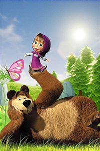Painel Festa Retangular P/ Casado 1,5x2,2m Masha E O Urso 2