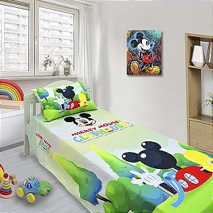 Jogo De Lençol Cobre Leito E Fronha Solteiro Mickey 1