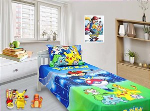 Jogo De Lençol Cobre Leito E Fronha , Pokemon 1