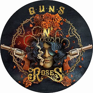 Painel Festa Redondo Guns N' Roses 2, 3d Sublimado 1,50 Dia
