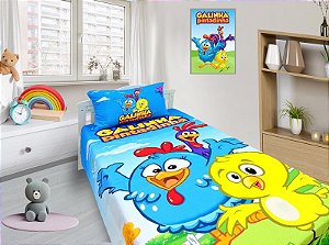 Jogo De Lençol Cobre Leito E Fronha,  Galinha Pintadinha