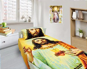 Jogo De Lençol Cobre Leito E Fronha, Jesus Cristo 1