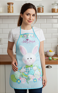 Avental Coelho Da Pascoa Estampa Digital Coelhinho Azul