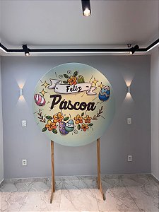 Painel Festa Redondo Pascoa 3, Estampa 3d 1,50 Diametro