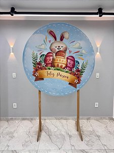 Painel Festa Redondo Pascoa 5, Estampa 3d 1,50 Diametro
