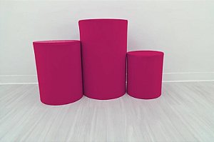Capa P/ Trio De Mesas Cilindro Cor Lisa Em Tecido Decoração Pink