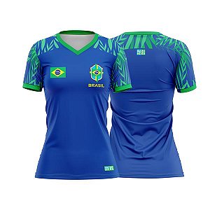 Camiseta Feminina Copa Do Mundo, Babylook Azul Seleção Mod. 3