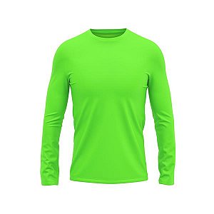 Camisa Manga Longa Masculina Proteção Uv 50+ Térmica Dry Fit Verde Neon