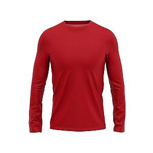 Camisa Manga Longa Masculina Proteção Uv 50+ Térmica Dry Fit Vermelha