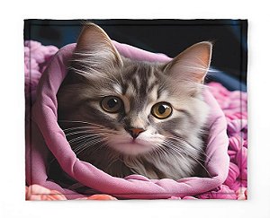 Manta, Cobertor Fleece Estampado Para Pet, Gato Mod 4