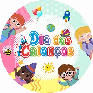 Painel Festa Redondo 3d Dia das Crianças Mod 2 Estampa Digital  1,50M