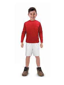 Camisa Longa Infantil Moda Praia Uv 50 Térmica Verão Vermelho